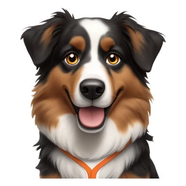 Australian Shepard wearing San Francisco giants jersey sticker