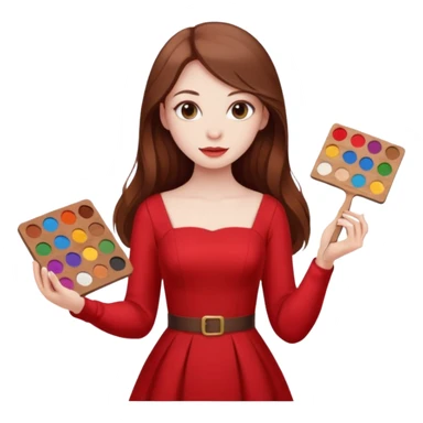 Una chica con una paleta y un vestido rojo y pelo largo sticker