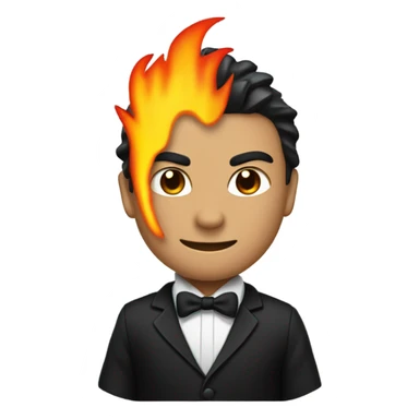 Ninja with tuxedo with fire on head sticker