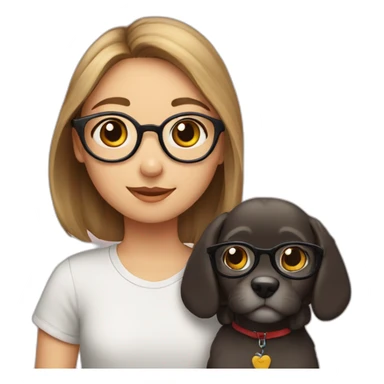 girl with glasses, boy, cat, dog, in love sticker