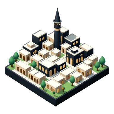 little city and many, small, ordinary, simple, home, Iranian-style, 1980, isometric sticker