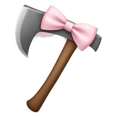 axe with a pale pink bow tied on the handle sticker