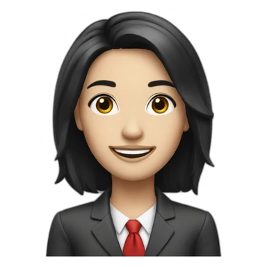 A smiling bank employee, white skin, medium black hair with simple red streaks  sticker