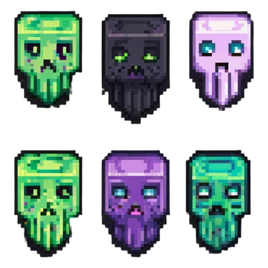 Creeper and Enderman heads fused down the middle, classic Minecraft colors, pixel art style sticker