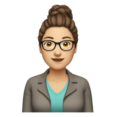 Caucasian-woman-long-straight-brown-hair-wearing-glasses-plus-size sticker