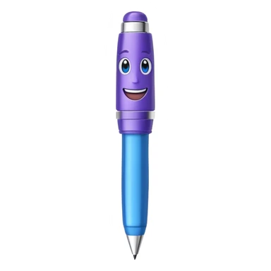 Pen with smiling face Lila sticker