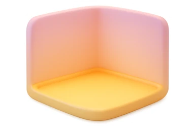 create an empty 3d cartoony room in a rounded square shape on a transparent bg sticker