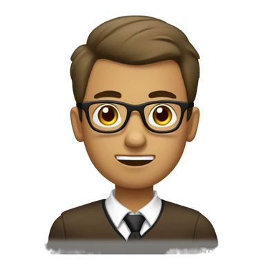 Brown student with a pompadour, glasses and a bald head. He is bored in the classroom. sticker