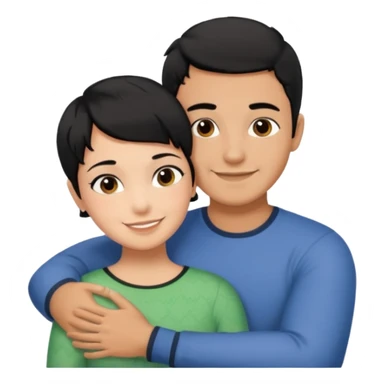 Hot latino man hugging girl black hair pixie cut sticker