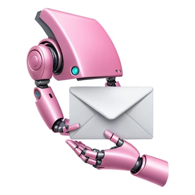 pink robotic hand holding email envolope sticker