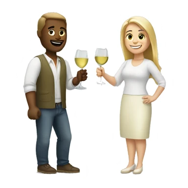 White man and white woman sharing bottle of white wine sticker