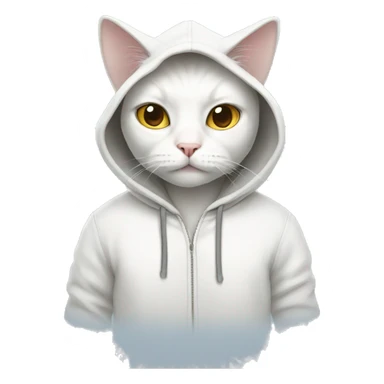White Cat wearing hoodies  sticker