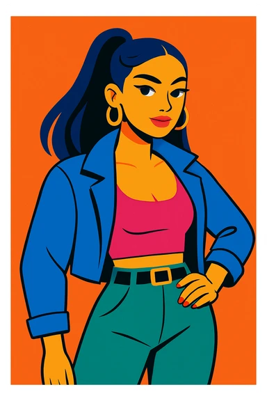 hot girl, modern, confident, stylish, vibrant colors sticker