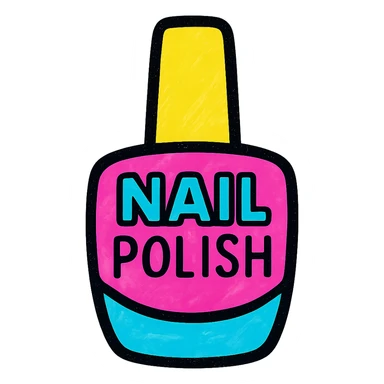 nail polish bottle logo, playful and vibrant, bright colors, simple shapes, suitable for a nail paint brand, no text sticker