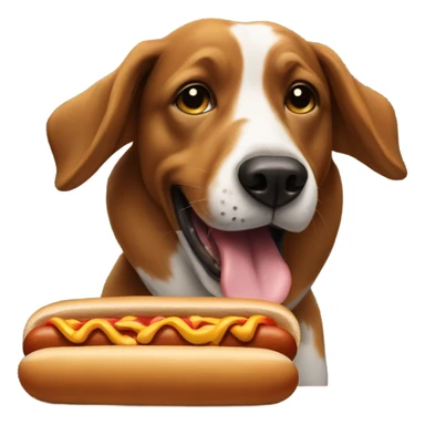 Dog eating a hotdog sticker