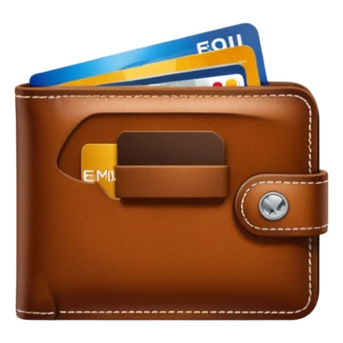 portefeuille marron avec billet et carte bancaire sticker