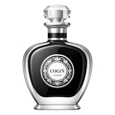 white and black luxury colonge  with a fancy luxurious design sticker