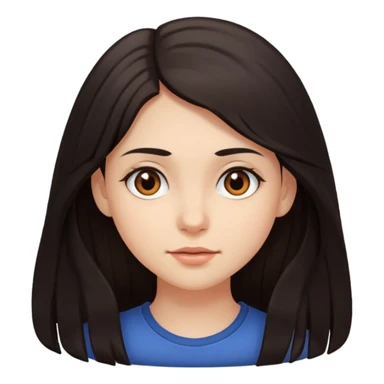 Yo, de cabello largo y oscuro, piel blanca, ojos café, tierna  sticker