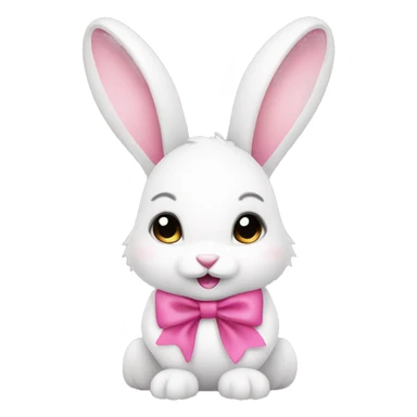 White bunny with a pink bow sticker