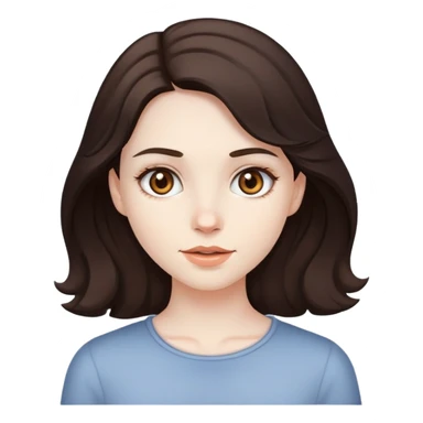pale skin girl with brown eyes. medium slightly wavy dark hair sticker