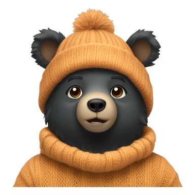 Black bear in a beanie and sweater  sticker