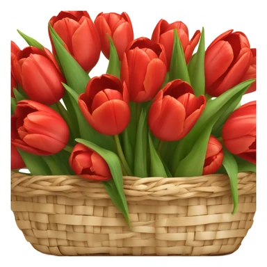 Red tulips bouquet in basket sticker