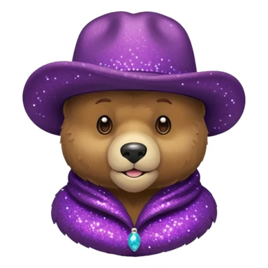 Urso adulto com boné roxo com glitter sticker