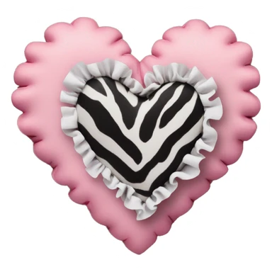 pink heart with ruffles and zebra print sticker
