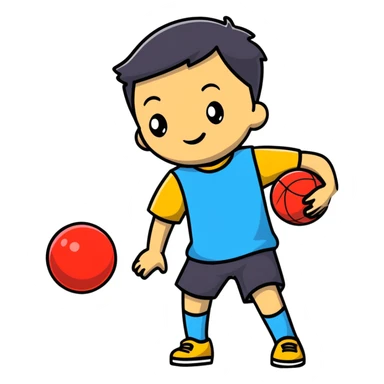 Kid playing with ball sticker
