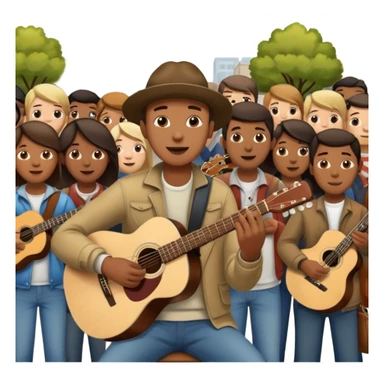 Street Musician in fan photo with crowd, Street Memories. sticker