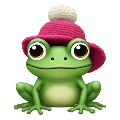 frog with crochet cap sticker