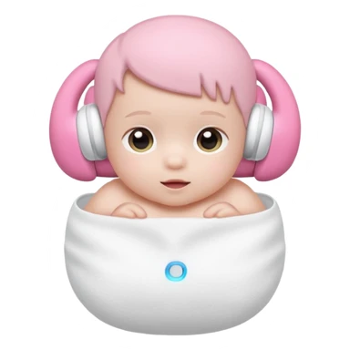 a cute baby in a white diaper and pink airpod sticker