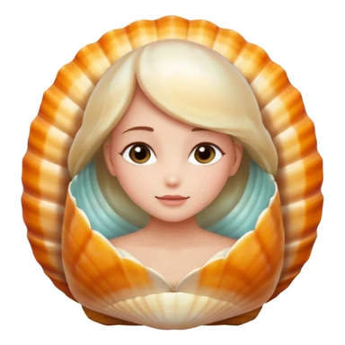 Soft, nurturing, or a bit shy. Very polite and kind. woman in a shell 
more dinamic emoji  sticker