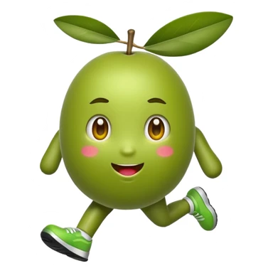 olive fruit running, cute sticker