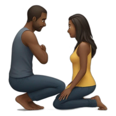 Woman on knees facing man sticker