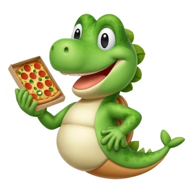 Yoshi holding a pizza box sticker