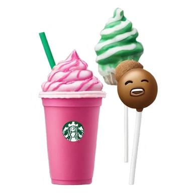 pink iced tea Starbucks drink next to a Starbucks cake pop sticker