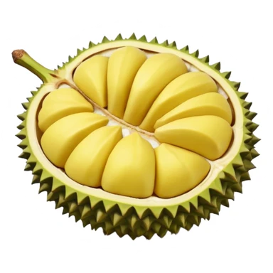 Emoji durian yg terbuka seperempat dan telihat isinya  sticker