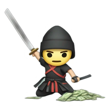 Samourai slashing money sticker