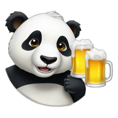 drunk panda drinks beer sticker