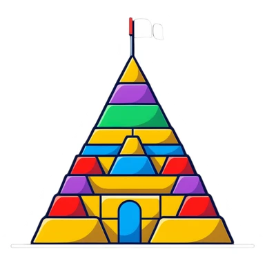 A cheerful pyramid of rainbow colored building blocks with cute faces sticker