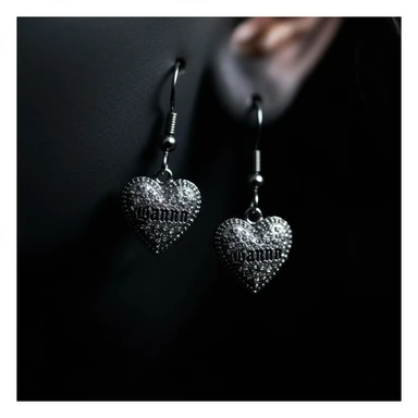 goth heart earrings, cute, expressive, minimal sticker