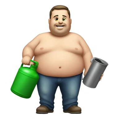Fat guy with gas can sticker
