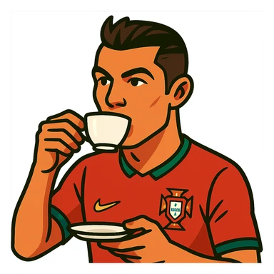 Cristiano Ronaldo drinking tea sticker