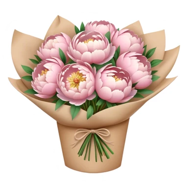 pastel peony bouquet in brown paper sticker