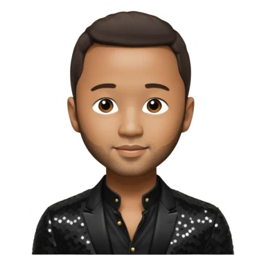 John Legend with dark brown hair, black sequin outfit sticker