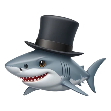 shark wearing a black top hat sticker