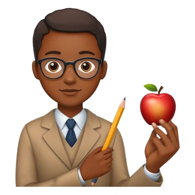 Black teacher with apple and pencil sticker