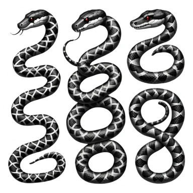 Numbers from 0 to 9 with black and white snake print sticker
