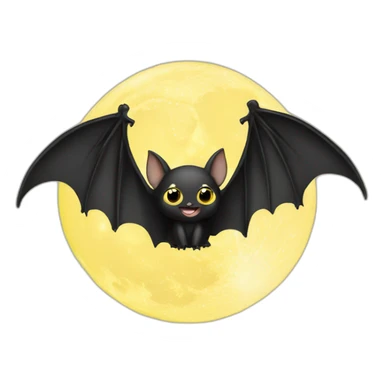 black baby bat wings in front of light yellow moon sticker